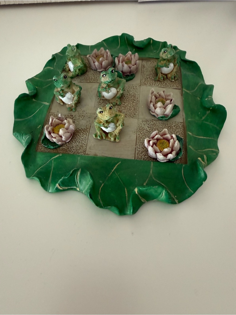 Ceramic Frog and Water Lily tic tac toe